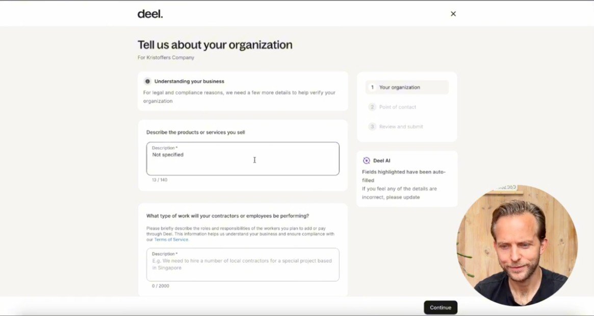 Setting up a company account in Deel