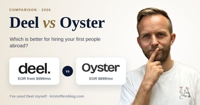 Deel vs Oyster comparison 2026: Deel EOR from $599/mo vs Oyster EOR $699/mo, with Kris